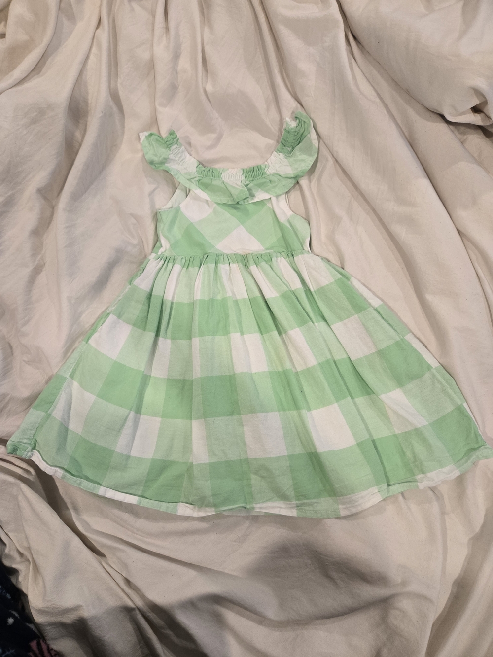 Cat & Jack Mint Green and White Gingham Ruffle Dress